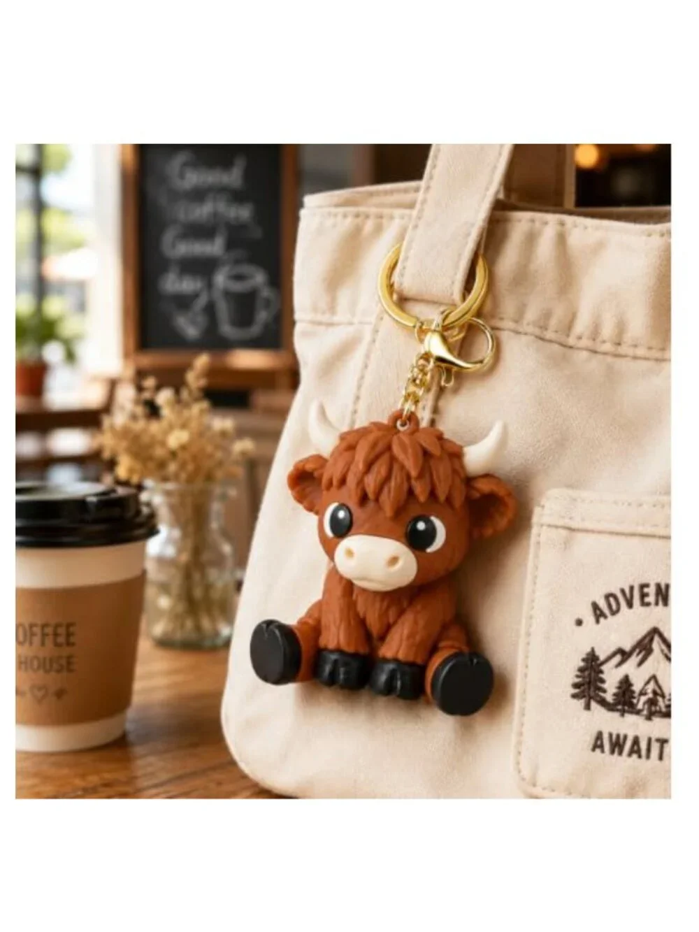 Highland Cow Keychain Bag Charm Cute Animal Keychain Party Favors
